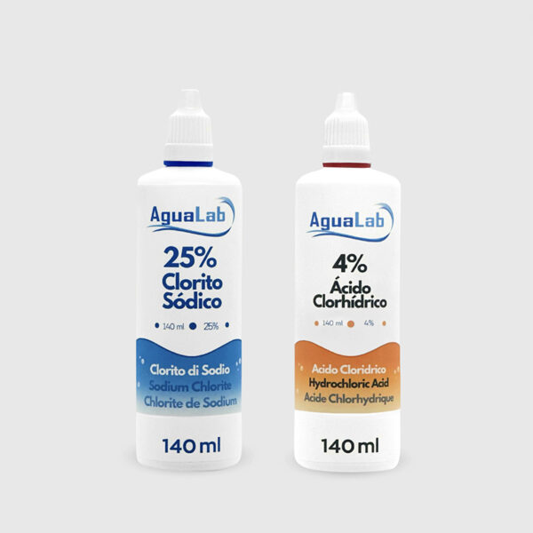 Kit Clorito Sódico al 25% 140 ml + Activador - Ácido Clorhídrico 4%